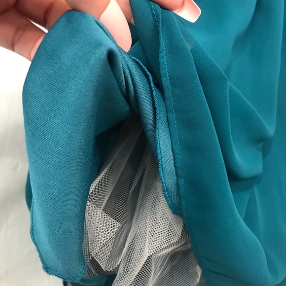 Charming Jeweled Cocktail Halter Dress -Teal - Picture 4 of 6